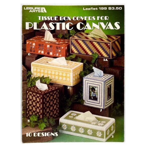 Leisure Arts Tissue Box Covers For Plastic Canvas 199 Pattern Book Instructions - Picture 1 of 3